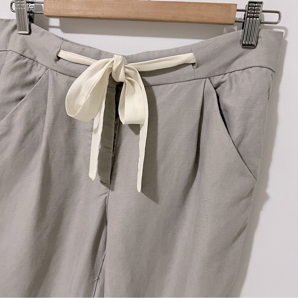 Aritzia Wilfred Linen Allant Tie Front Trouser Pant Grey Size 2 - Picture 7 of 16